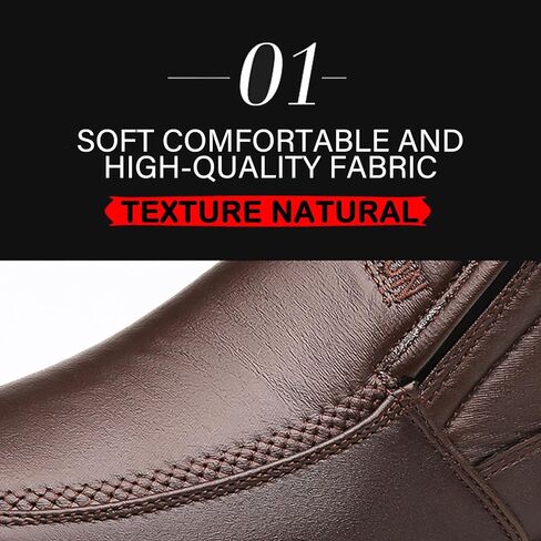 Men's Leather Warm Fur Lined Slip On Snow Boots Winter Hand Stitching Low Top Anti-Slip Outdoor Water Resistant Sneakers Boots Lightweight Casual Walking Loafers Shoes in Saudi Arabia