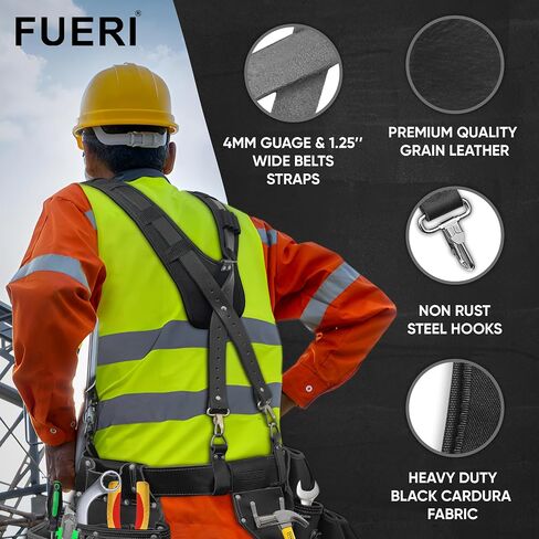 FUERI Tool Belt Suspenders for Men Heavy Duty Bags Construction Carpenter Tools Electricians Framers in Kuwait