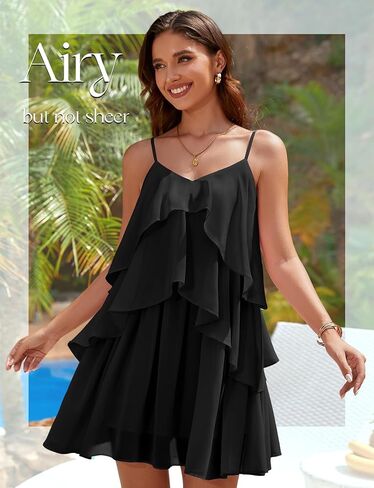 DRESSTELLS Women's Cocktail Ruffle Tiered Dresses, Formal Wedding Guest Homecoming Party Mini Dress in Saudi Arabia