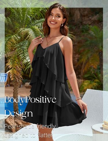 DRESSTELLS Women's Cocktail Ruffle Tiered Dresses, Formal Wedding Guest Homecoming Party Mini Dress in Saudi Arabia