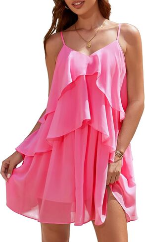DRESSTELLS Women's Cocktail Ruffle Tiered Dresses, Formal Wedding Guest Homecoming Party Mini Dress in Saudi Arabia