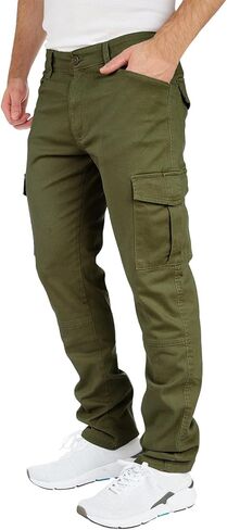 THWEI Mens Cargo Pants Casual Joggers Cotton Stretch Elastic Waist Work Pant in Kuwait