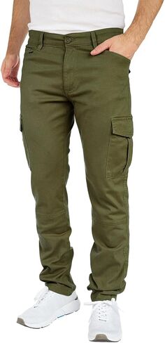 THWEI Mens Cargo Pants Casual Joggers Cotton Stretch Elastic Waist Work Pant in Kuwait