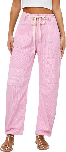 Kedera Women Striped Barrel Jeans Casual Loose Denim Jeans Wide Leg Baggy Pants Mid Waist Boyfriend Jeans Y2k in Saudi Arabia