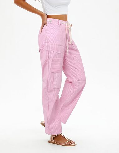 Kedera Women Striped Barrel Jeans Casual Loose Denim Jeans Wide Leg Baggy Pants Mid Waist Boyfriend Jeans Y2k in Saudi Arabia