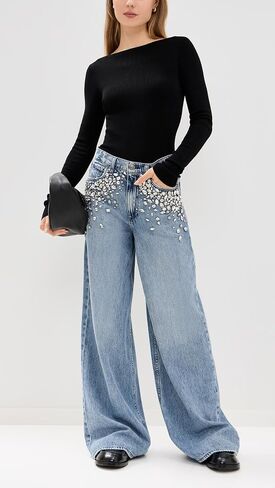rag & bone Women's Featherweight Sofie High-Rise Full Length Wide Jeans in Saudi Arabia