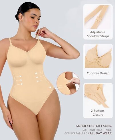 FeelinGirl Shapewear Bodysuit Tummy Control for Women Seamless Sculpting Snatched Waist Body Shaper Body Suit in Saudi Arabia