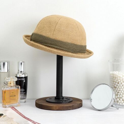 MyGift Rustic Burnt Wood Hat Holder Stand with Industrial Metal Pipe, Wig Rack or Jewelry Display Riser, Set of 2 (Burnt Wood, Medium, 2 Pack) in Saudi Arabia