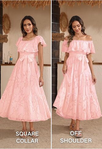 Plus Size Chiffon Off The Shoulder Maxi Long Floral Summer Casual Beach Boho Sundress Women 2024 in Kuwait