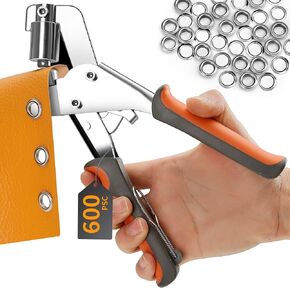 Grommet Tool Kit, Handheld Grommet Pliers with 600PCS 3/8 Inch Grommets, Heavy Duty Grommet Kit, Eyelet Pliers Kit for DIY Banner Tarp Leather Repair and Installation