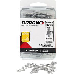 Arrow RMA3/16 Medium Aluminum 3/16-inch Pop Rivets for Metal, Fabric, Leather, and Auto Repair, 18-Pack