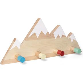 Waratah Designs Mountain Wall Hooks - Woodland Nursery Decor - Wall Mount Organizer for Kids Coats & Towels with Colorful Hooks - Ideal Adventure Mountain Decor Baby Shower Gifts