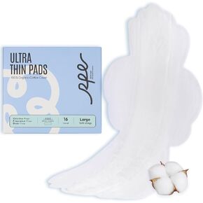 100% Large Organic Pads for Women, Ultra Thin Heavy Flow Sanitary Pads with Wings, Super Absorbency Feminine Pads Extra Coverage Period Pads, Unscented Cotton Pads Menstrual (Large, Size 4, 96ct)