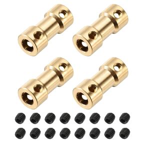 MECCANIXITY 4pcs 2mm to 3mm Brass Shaft Coupling Joint Connector with Screws Flexible Motor Shaft Coupler for RC Model Car Airplane Motor Wheels Tires Shaft