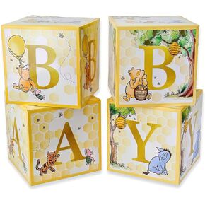 Kate Aspen Baby Boxes with Letters for Baby Shower Decorations Photo Prop Pink Elephant & Nursery Décor (Set of 4 Spells Baby)