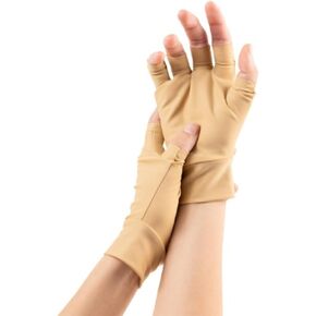 Light Skin Tone Fingerless Gloves for Covering Bruising - Mild Compression (sold as a pair)