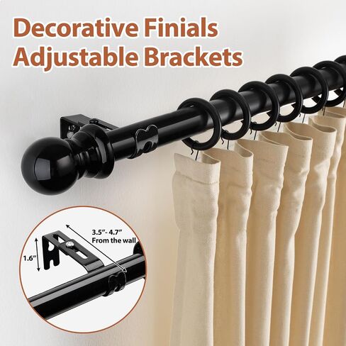 1 Inch Bay Window Curtain Rods 3 Sides 32-96 Inch Side Rods 32-123 Inch Center Rods Retractable Metal Corner Curtain Rods for Blackout Curtains with Wall Mount White Round Finials in Saudi Arabia