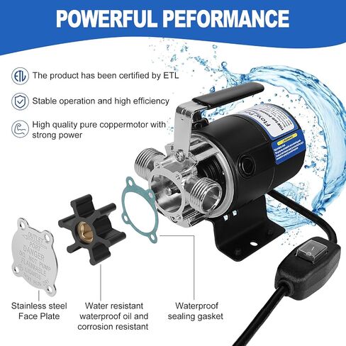 مضخة نقل المياه 115 فولت 1/10 HP 260 GPH مضخة مياه مع خرطوم شفط بمنافذ 3/4 بوصة ومضخة خرطوم مضخة نقل المياه المكره موديل جديد-أسود in Saudi Arabia