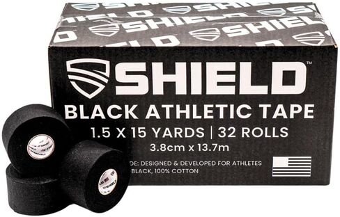 SHIELD | 32 Pack White Athletic Tape Bulk- 1.5" x 45 feet Per Roll- Made in USA Easy Tear, No Residue. Sports Medicine - Athletes, Medical, Therapy, Athletic Trainers: Ankles Wrists Fingers (White) in Kuwait