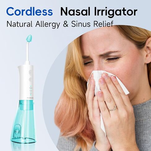 Neti Pot Sinus Rinsing, Nasal Rinse Bottle Sinus Rinse Nose Wash Cleaner Pressure Irrigation, Neti-Pot 3 Modes 2 Jet with 300ml with 30 Nasal Wash Salt Packets for Adult & Kid Travel in Saudi Arabia