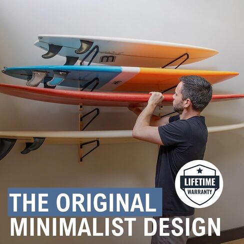 StoreYourBoard Avon Surf Board Rack, Surfboard Wall Decor Mount for Shortboards and Longboards, Natural Wood and Solid Steel in Kuwait