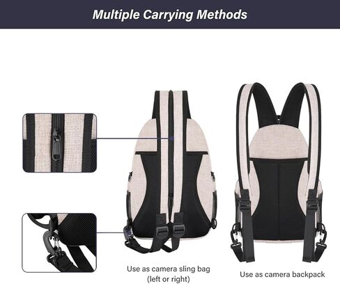 MOSISO Camera Bag Sling Backpack, DSLR/SLR/Mirrorless Photography Waterproof Camera Case Crossbody Shoulder Bag with Tripod Holder&Rain Cover&Shoulder Straps Compatible with Canon/Nikon/Sony, Black in Kuwait