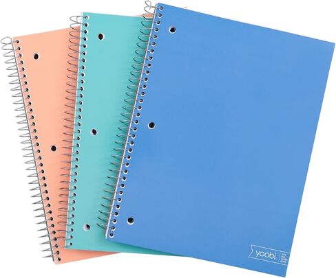 مجموعة دفاتر ملاحظات حلزونية مقاس 8 × 10.5 بوصة من Yoobi College - مجموعة مكونة من 6 دفاتر ملاحظات موضوع واحد، مجموعة متنوعة من التصميمات اللطيفة - 100 ورقة مثقوبة بثلاث فتحات، للمدرسة والمكتب والمنزل in Saudi Arabia
