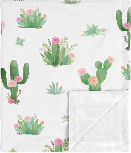 Sweet Jojo Designs Sunflower Baby Girl Receiving Security Swaddle Blanket for Newborn or Toddler Nursery Car Seat Stroller Soft Minky - Yellow, Green and White Farmhouse Watercolor Flower in Kuwait