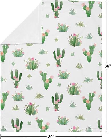 Sweet Jojo Designs Sunflower Baby Girl Receiving Security Swaddle Blanket for Newborn or Toddler Nursery Car Seat Stroller Soft Minky - Yellow, Green and White Farmhouse Watercolor Flower in Kuwait