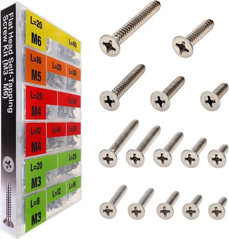 EEEEE Self Tapping Screws Assortment Kit 528pcs Assorted Screws Set #4#6#8#10#12 Flat Head Stainless Steel Screws Kit Sheet Metal Screws Kit,17 Types Phillips Drive Small Wood Screws Assortment in Kuwait