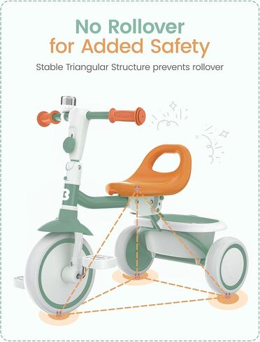 besrey Kids Tricycle with Flash Wheels for Ages 18 Months to 5 Years, Toddler Tricycle with Bell, Kids Tricycle, Gift for 2-5 Year Olds, Gift and Toy for Boys and Girls, Tricycle for Toddlers, Pink in Saudi Arabia