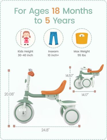 besrey Kids Tricycle with Flash Wheels for Ages 18 Months to 5 Years, Toddler Tricycle with Bell, Kids Tricycle, Gift for 2-5 Year Olds, Gift and Toy for Boys and Girls, Tricycle for Toddlers, Pink in Saudi Arabia