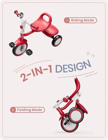 besrey Kids Tricycle with Flash Wheels for Ages 18 Months to 5 Years, Toddler Tricycle with Bell, Kids Tricycle, Gift for 2-5 Year Olds, Gift and Toy for Boys and Girls, Tricycle for Toddlers, Pink in Kuwait