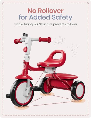 besrey Kids Tricycle with Flash Wheels for Ages 18 Months to 5 Years, Toddler Tricycle with Bell, Kids Tricycle, Gift for 2-5 Year Olds, Gift and Toy for Boys and Girls, Tricycle for Toddlers, Pink in Kuwait