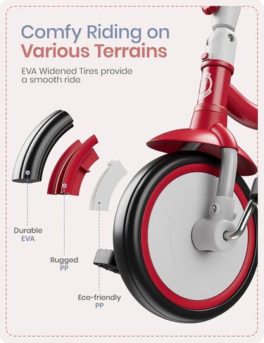 besrey Kids Tricycle with Flash Wheels for Ages 18 Months to 5 Years, Toddler Tricycle with Bell, Kids Tricycle, Gift for 2-5 Year Olds, Gift and Toy for Boys and Girls, Tricycle for Toddlers, Pink in Kuwait