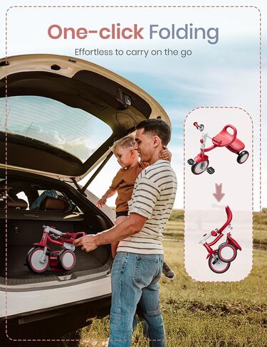 besrey Kids Tricycle with Flash Wheels for Ages 18 Months to 5 Years, Toddler Tricycle with Bell, Kids Tricycle, Gift for 2-5 Year Olds, Gift and Toy for Boys and Girls, Tricycle for Toddlers, Pink in Kuwait