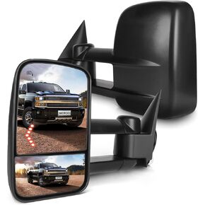 SCITOO Tow Mirrors Compatible with for 2003-2007 For Chevy For GMC Silverado Sierra(07 Classic Models) Pickup Truck Mirrors Power Adjusted Heated LED Turn Signal Light Black Towing Mirrors LH RH