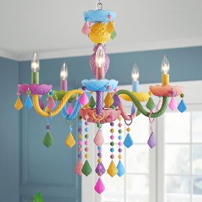 5-Lights Luxury Glass Chandeliers, Mid-Century Modern Chandeliers for Dining Room, D18.5'' × H18.9'', Adjustable Height (18.9"~51.2"), Gold Finish Frame & Double Figured Glass Shade