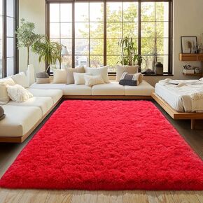 Soft Shaggy for Bedrooms, Hot Pink Area Rug, Fluffy Rugs for Living Room, Cozy Fuzzy Carpet for Kids, Perfect Indoor Decor for Boys and Girls 4x6 Feet