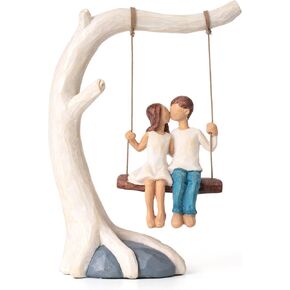 Romantic Couple Swing Statue.Kissing Sculpture Anniversary Wedding Gifts for couple,Valentine's Day and birthday Gifts for Wife or Girlfriend.Sweet Home Decoration. Conveying Love's Romance and Warmth