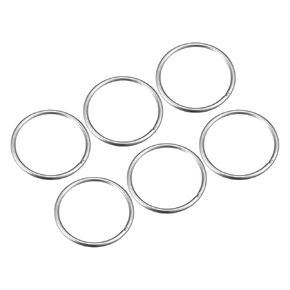 METALLIXITY 304 Stainless Steel O Rings (60mm OD 5mm Thick) 6pcs, Welded Round Ring - for Hanging Objects