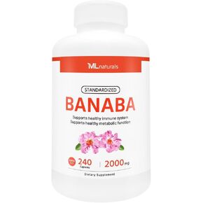 Standardized Banaba 2000 mg 120 Vegetable Capsules. Supports Healthy Immune System and Metabolic Function. Non-GMO.