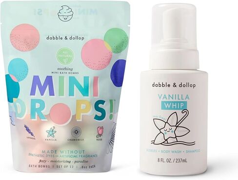 كرات استحمام دابل آند دولوب، كرات استحمام طبيعية 100% للأطفال، روائح استوائية - مصنوعة في الولايات المتحدة الأمريكية، قطرات مرطبة ومرحة، خالية من البارابين والكبريتات، نباتية، خالية من الغلوتين، خالية من مسببات الدموع (مجموعة من 12) in Kuwait