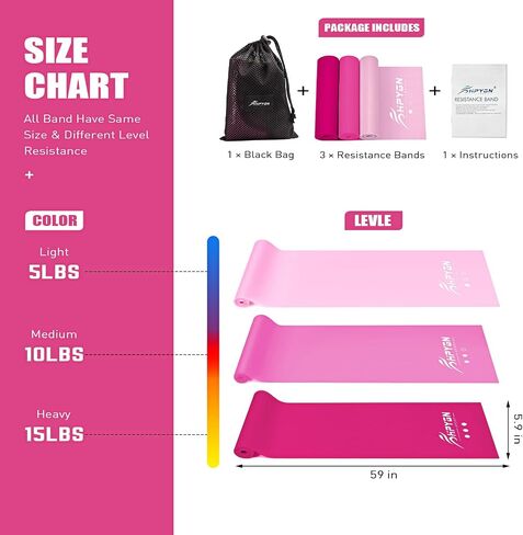 Resistance Bands, Exercise Bands for Physical Therapy, Workout Bands for Home Gym Strength Training and Yoga Starter Set, Strength Training and Yoga Starter Set in Saudi Arabia