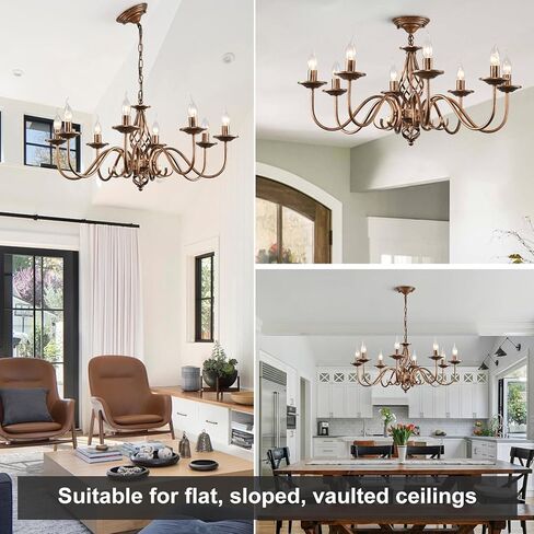 Ganeed Black French Country Chandelier,6 Lights Farmhouse Candle Iron Chandeliers,Vintage Metal Pendant Light Fixture for Kitchen Island,Dining Room,Bedroom in Kuwait