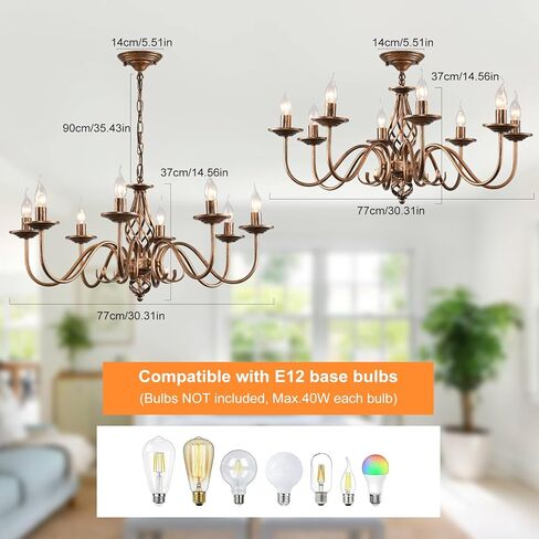 Ganeed Black French Country Chandelier,6 Lights Farmhouse Candle Iron Chandeliers,Vintage Metal Pendant Light Fixture for Kitchen Island,Dining Room,Bedroom in Kuwait