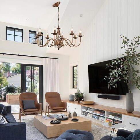 Ganeed Black French Country Chandelier,6 Lights Farmhouse Candle Iron Chandeliers,Vintage Metal Pendant Light Fixture for Kitchen Island,Dining Room,Bedroom in Kuwait