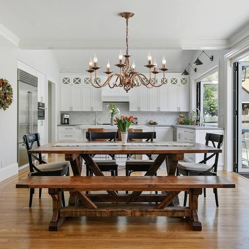 Ganeed Black French Country Chandelier,6 Lights Farmhouse Candle Iron Chandeliers,Vintage Metal Pendant Light Fixture for Kitchen Island,Dining Room,Bedroom in Kuwait