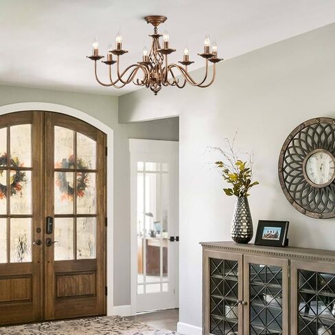 Ganeed Black French Country Chandelier,6 Lights Farmhouse Candle Iron Chandeliers,Vintage Metal Pendant Light Fixture for Kitchen Island,Dining Room,Bedroom in Kuwait