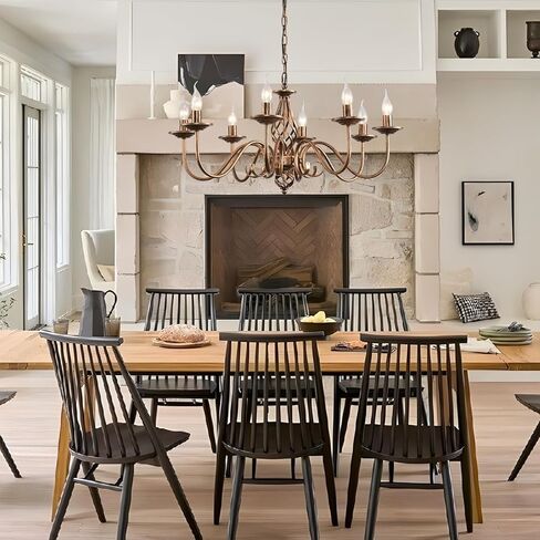 Ganeed Black French Country Chandelier,6 Lights Farmhouse Candle Iron Chandeliers,Vintage Metal Pendant Light Fixture for Kitchen Island,Dining Room,Bedroom in Kuwait